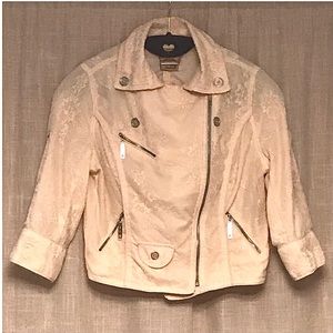 Jou Jou Cream Lace Lightweight Moto Jacket Small